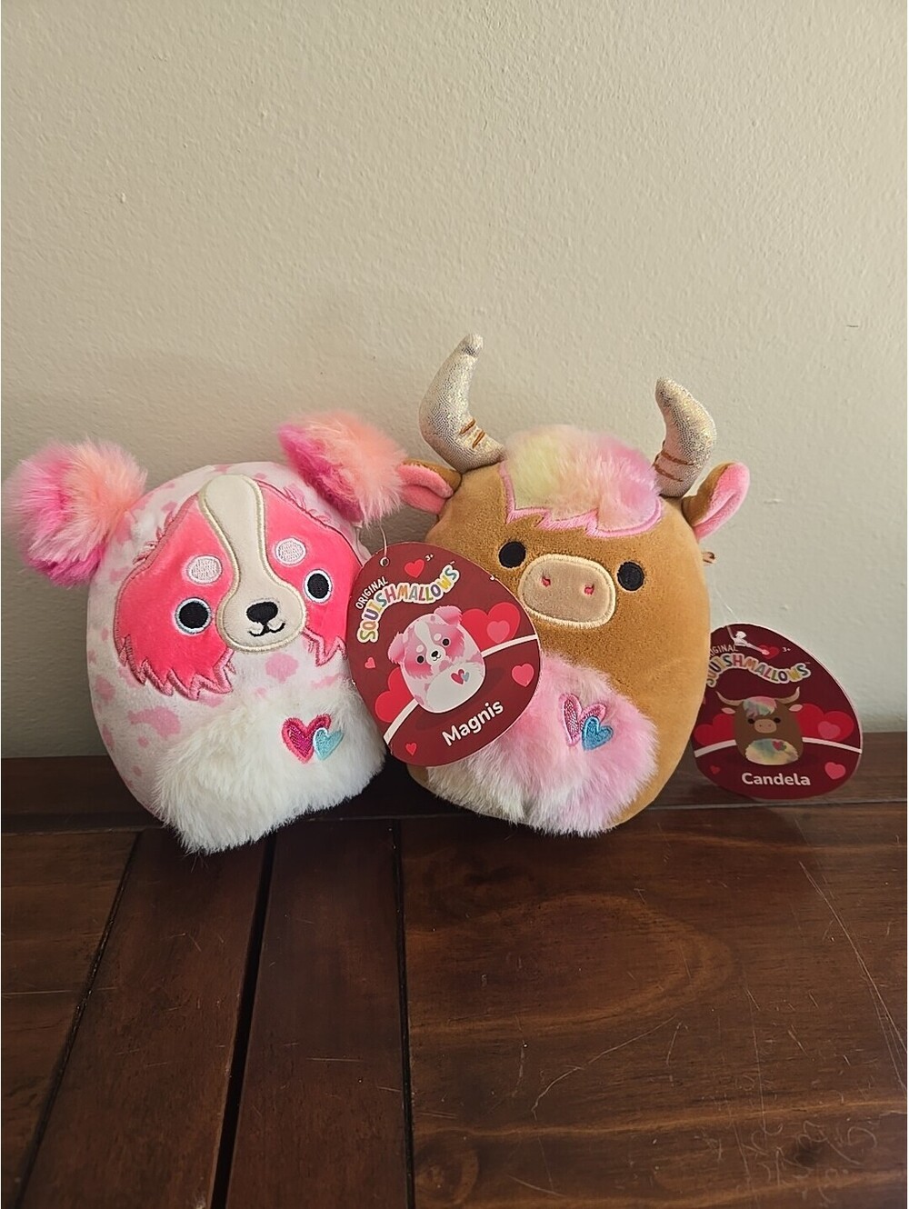 Squishmallows Lot Magnis Pink Australian Shepherd Dog Hearts 5" Candela Cow